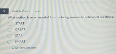 Multiple Choice 1 point What method is