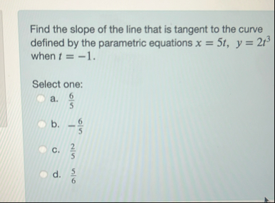 Find the slope of the line that is tangent to the