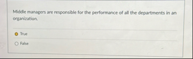 Middle managers are responsible for the