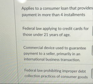 Applies to a consumer loan that provides payment