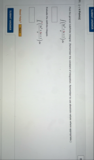 [ - / 4 Points ] Find the general indefinite