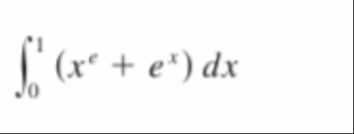Evaluate the integral. 0 1 ( x e e x ) d x