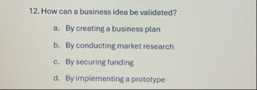 How can a business idea be validated? a . By