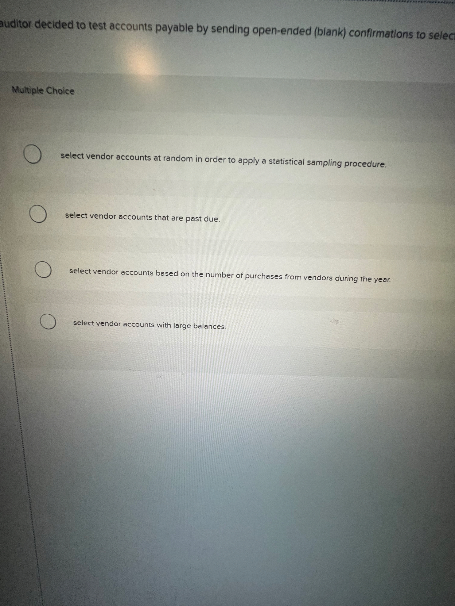 auditor decided to test accounts payable by