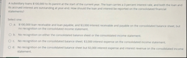A subnidiary loans $ 1 0 0 , 0 0 0 to its parent