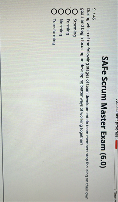 fissessiment progress: Time re SAFe Scrum Master
