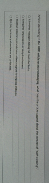 Article: According to the HBR article on