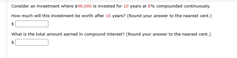 Consider an investment where \ ( \ $ 4 8 , 0 0 0