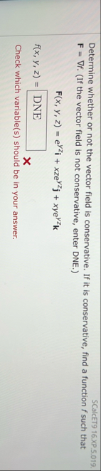 Determine whether or not the vector field is