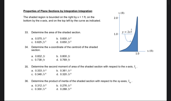 Properties of Plane Sections by Integration