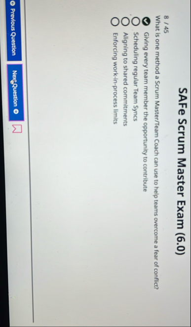 SAFe Scrum Master Exam ( 6 . 0 ) 8 / 4 5 What is