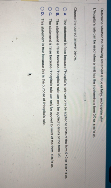 Determine whether the following statement is true