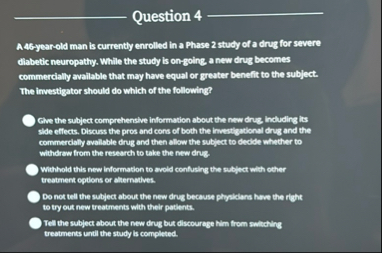 Question 4 A 4 6 - year - old man is currently
