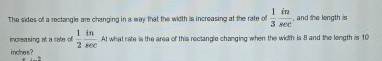 The sides of a rectangle are changing in a w 8 y