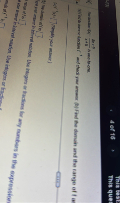 The fination f ( x ) = 8 x 9 x 8 is one - to -