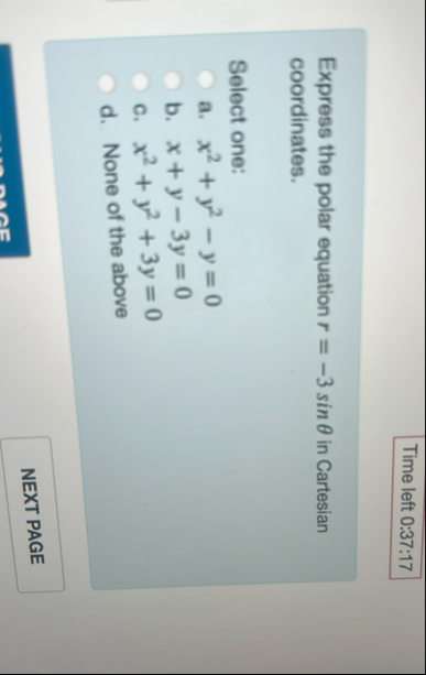 Time left 0 : 3 7 : 1 7 Express the polar