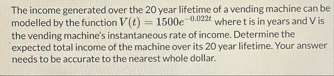 The income generated over the 2 0 year lifetime