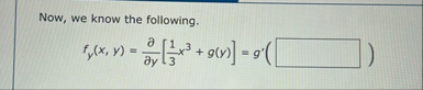 Now, we know the following. f y ( x , y ) = d e l