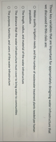 Three key variables that are important for