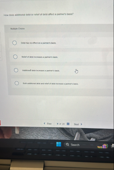How does addinonal debt or relief of debt affect