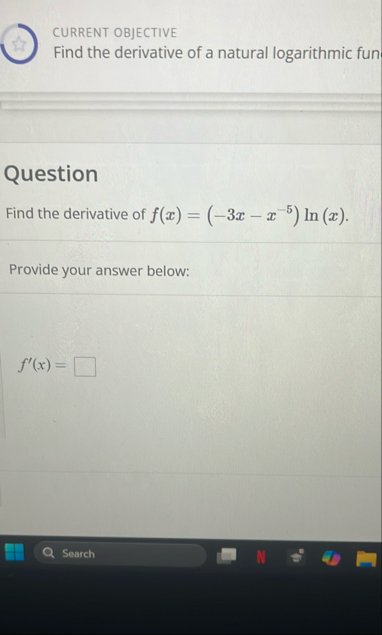 CURRENT OBJECTIVE Find the derivative of a