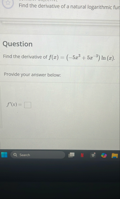 Find the derivative of a natural logarithmic fun