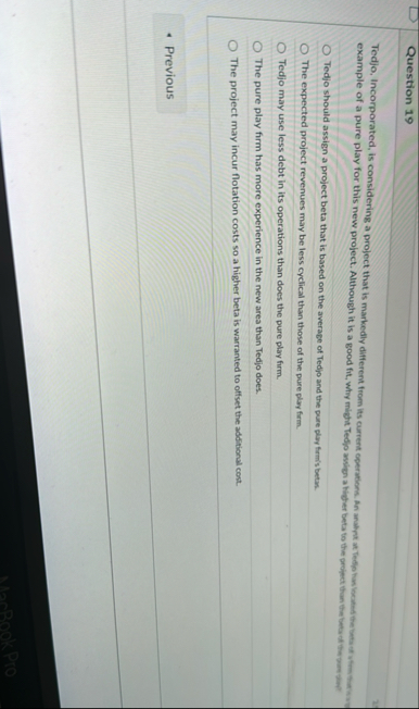 Question 1 9 Tedjo should assign a project beta