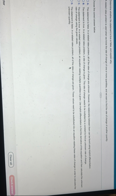 Determine whether the statement is true or false,