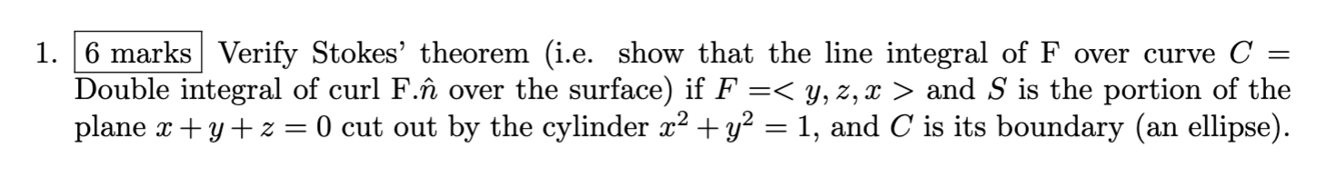 C = Double integral o f curl F . hat ( n ) over