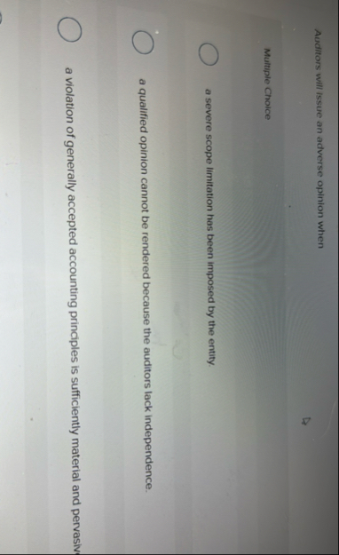 Auditors will issue an adverse opinion when