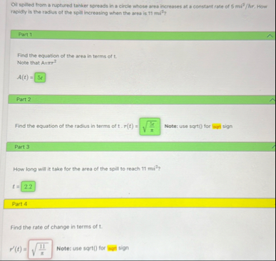 Oil spilled from a ruptured tanker spreads in a