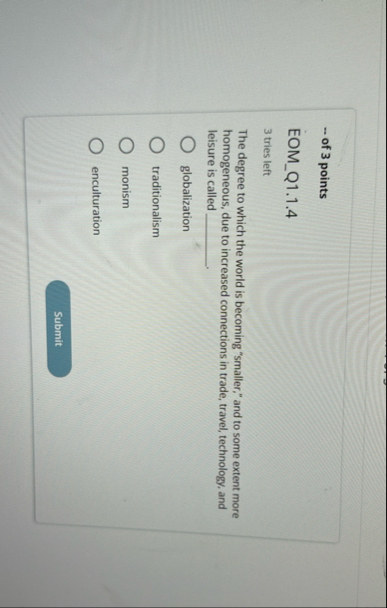 of 3 points EOM _ Q 1 . 1 . 4 3 tries left The