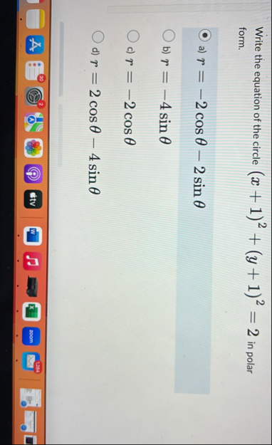 Write the equation of the circle ( x 1 ) 2 ( y 1