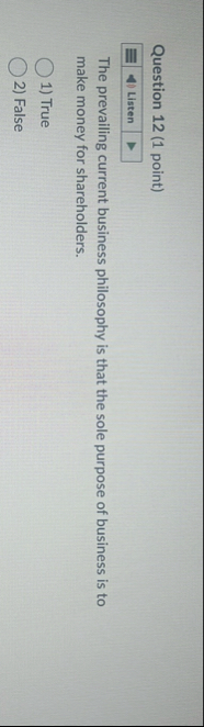 Question 1 2 ( 1 point ) The prevailing current