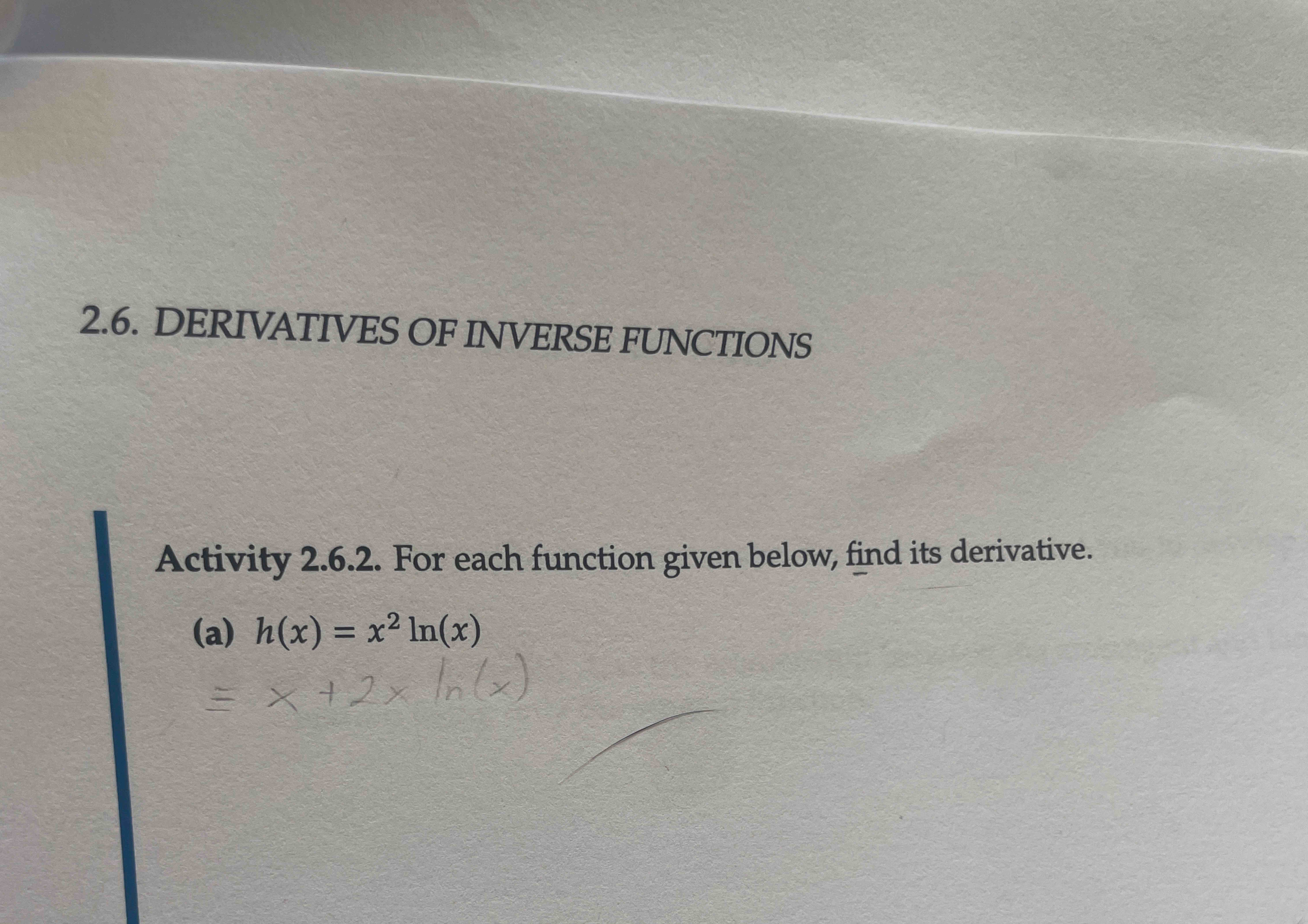 2 . 6 . DERIVATIVES O F INVERSE FUNCTIONS