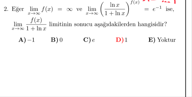 E er lim x f ( x ) = ve lim x ( l n x 1 l n x ) f