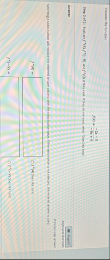 Consider the function: f ( x ) = - 2 x - 5 - 9 x