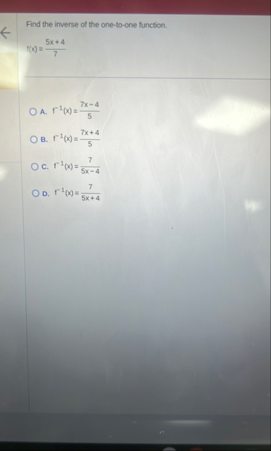 Find the inverse of the one - to - one function.