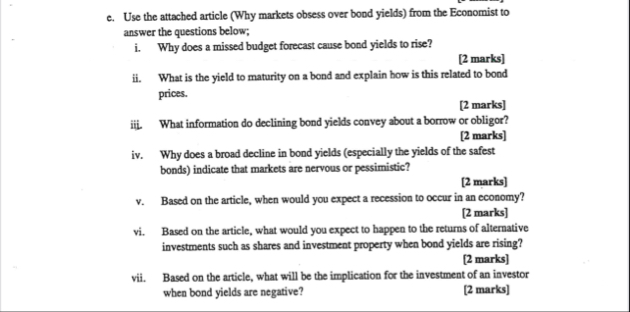 e . Use the attached article ( Why markets obsess