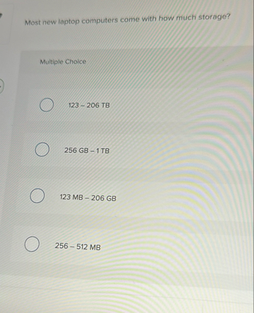 Most new laptop computers come with how much