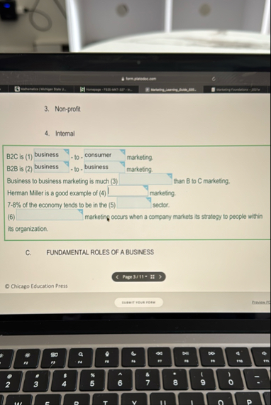 Non - profit Internal B 2 C is ( 1 ) business 1 0