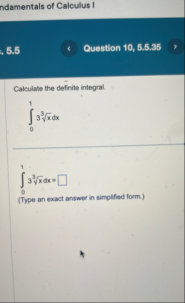 ndamentals of Calculus I 5 . 5 Question 1 0 , 5 .