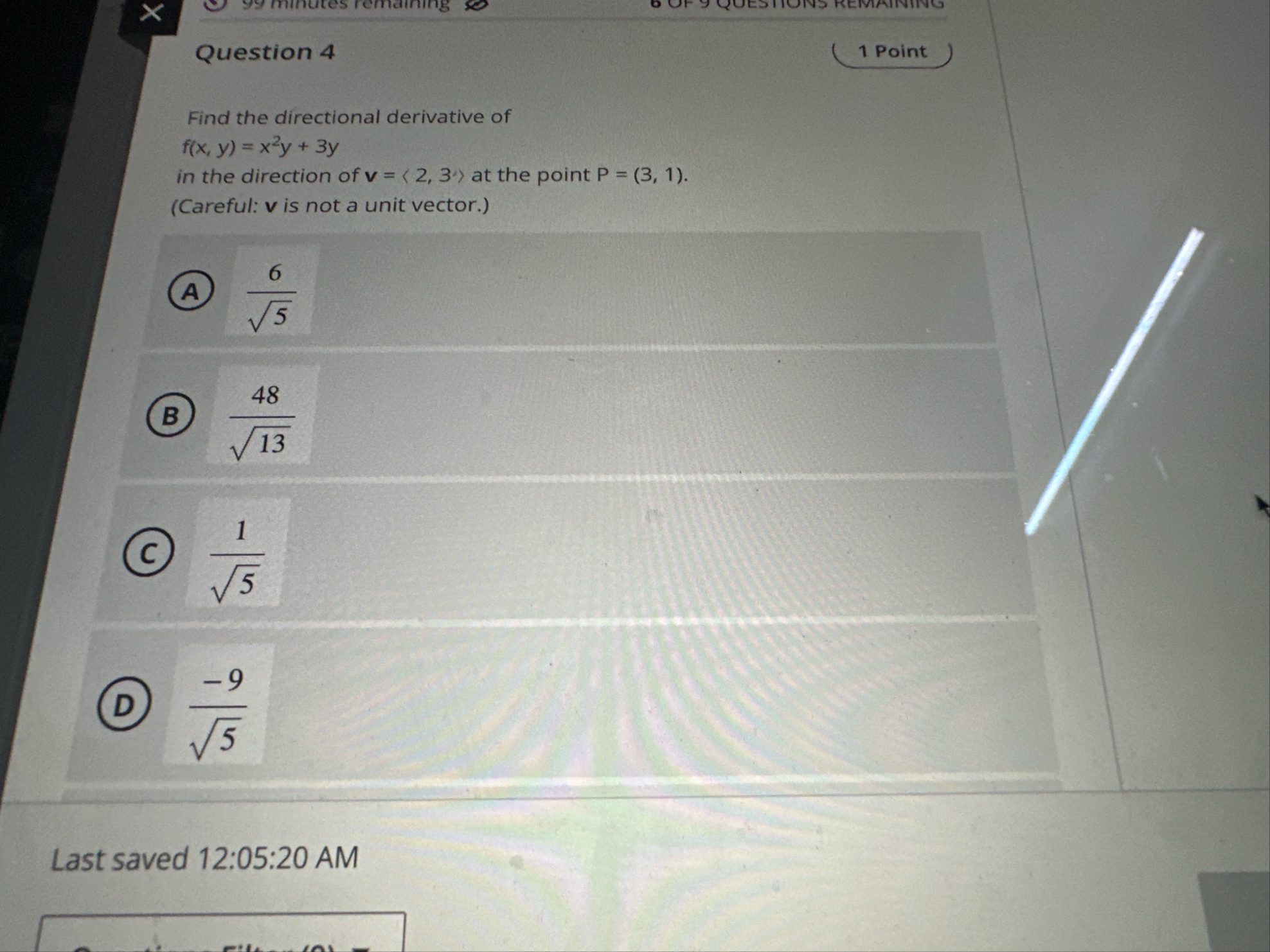Question 4 Find the directional derivative of f (