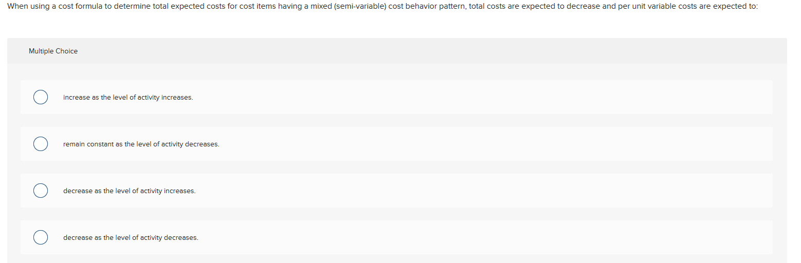 Multiple Choice \ ( \ square \ ) increase as the