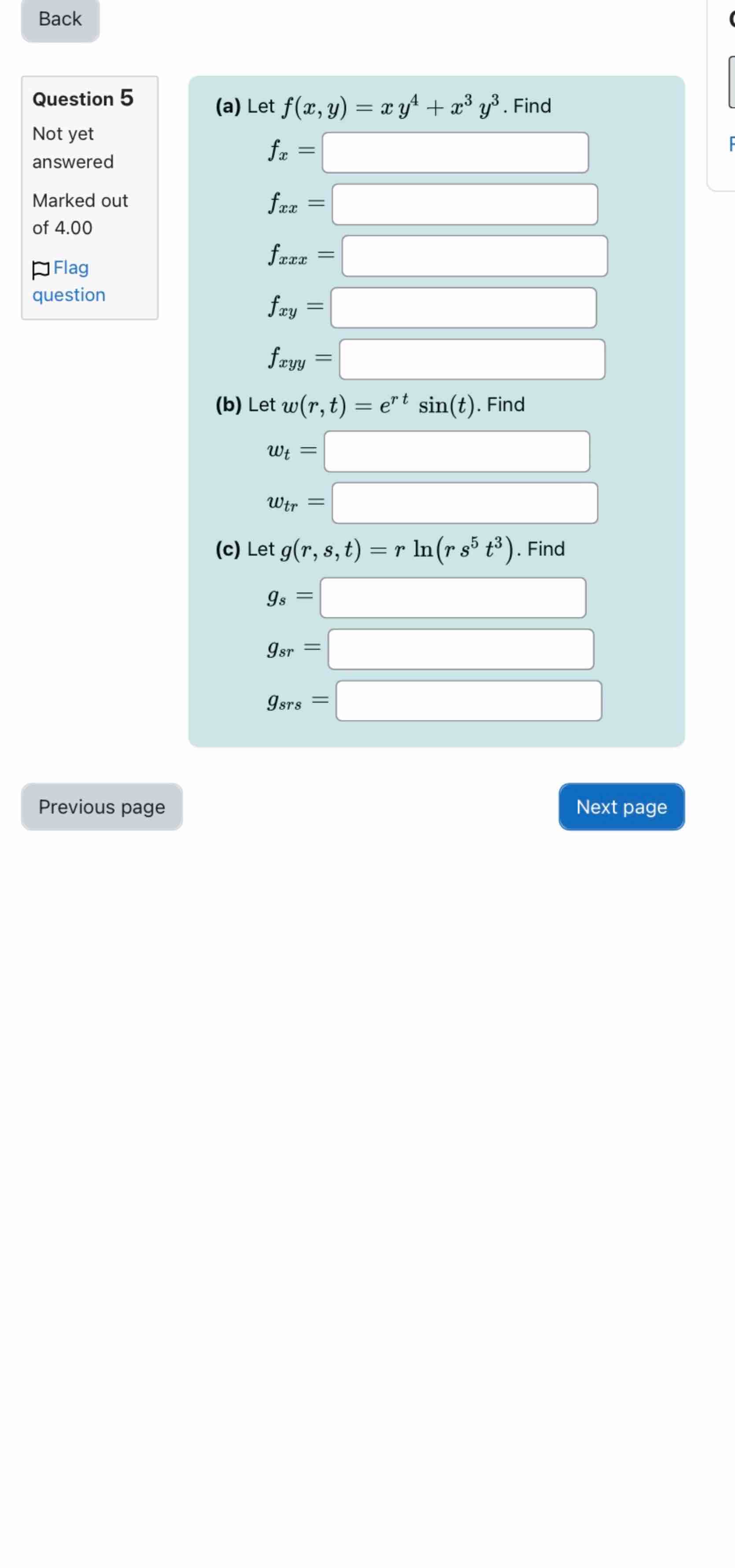 ( a ) Let f ( x , y ) = x y 4 + x 3 y 3 . Find f