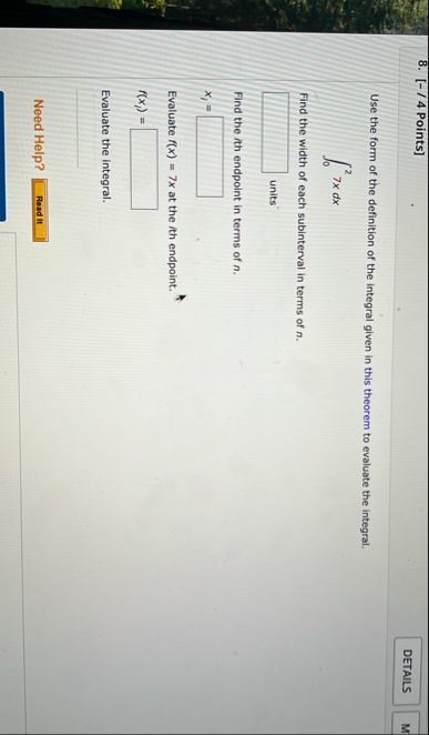 [ - / 4 Points ] Use the form of the definition