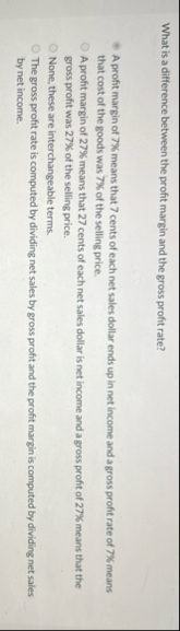 What is a difference between the profit margin