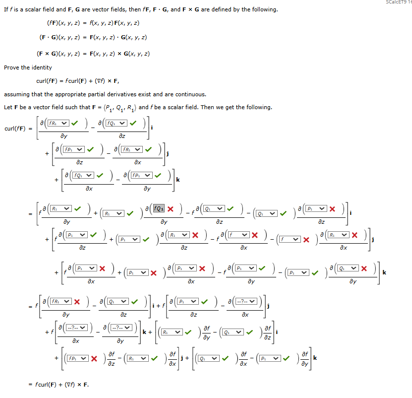 SCalcET 9 1 t I f f i s a scalar field and F , G