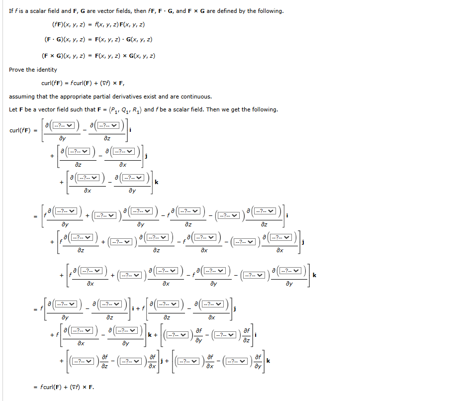 I f f i s a scalar field and F , G are vector