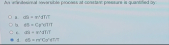 An infinitesimal reversible process at constant